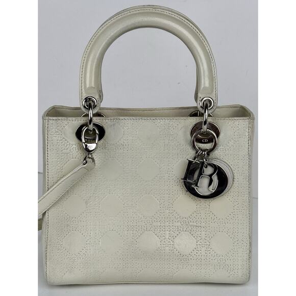 Dior Cannage Lady Dior Medium Top Handle/Shoulder Bag Beige - Picture 1 of 10